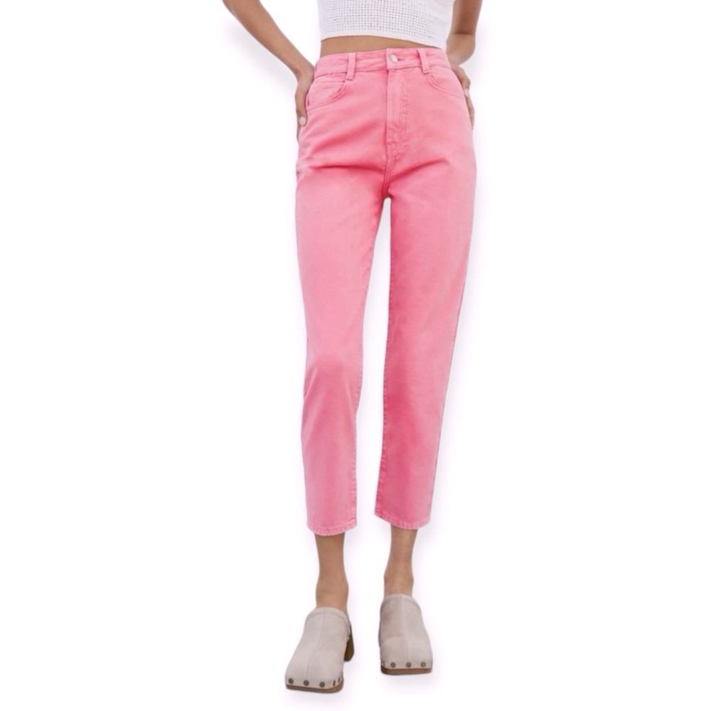 Zara Mom Jeans Pink High Rise Size 2
